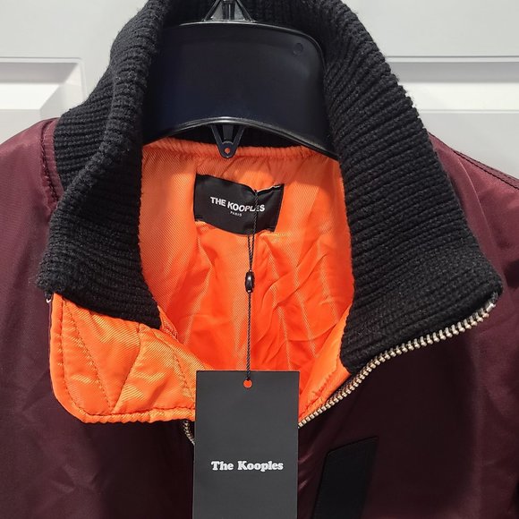 THE KOOPLES MAROON BOMBER JACKET WITH ORANGE LINING - Picture 7 of 15